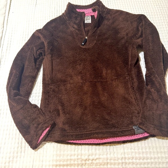 The North Face Osito Brown 1/4 zip pull over sweater monkey womens Med - Picture 1 of 6